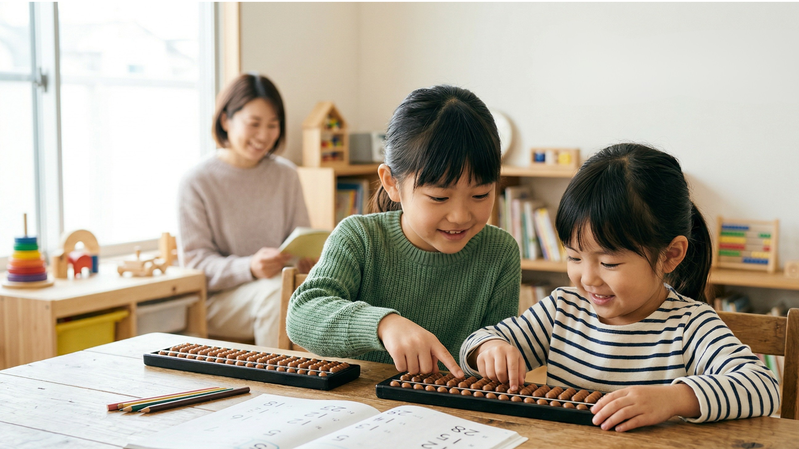 Jeune enfant qui débute le soroban