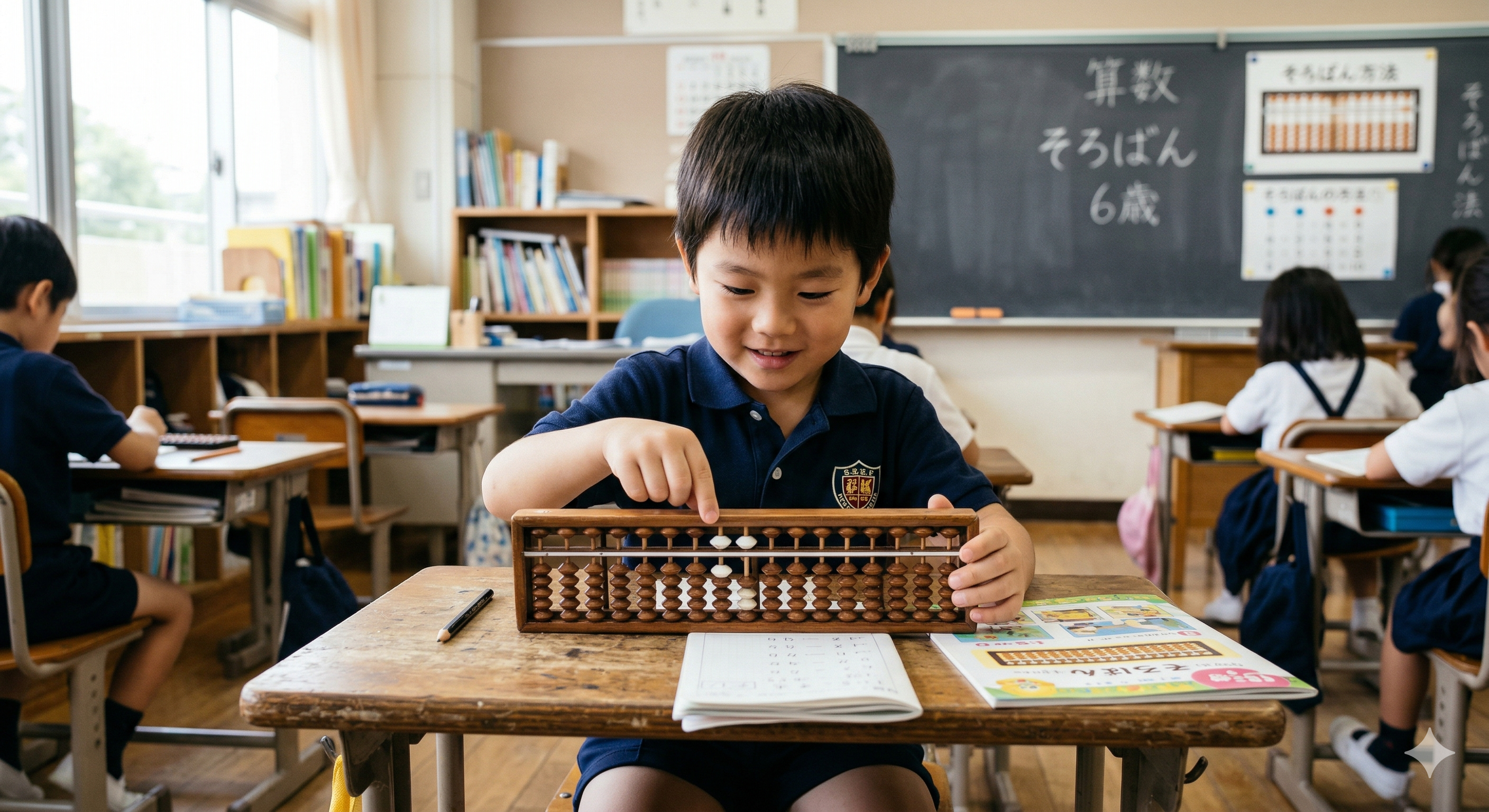 Enfants utilisant le soroban en classe