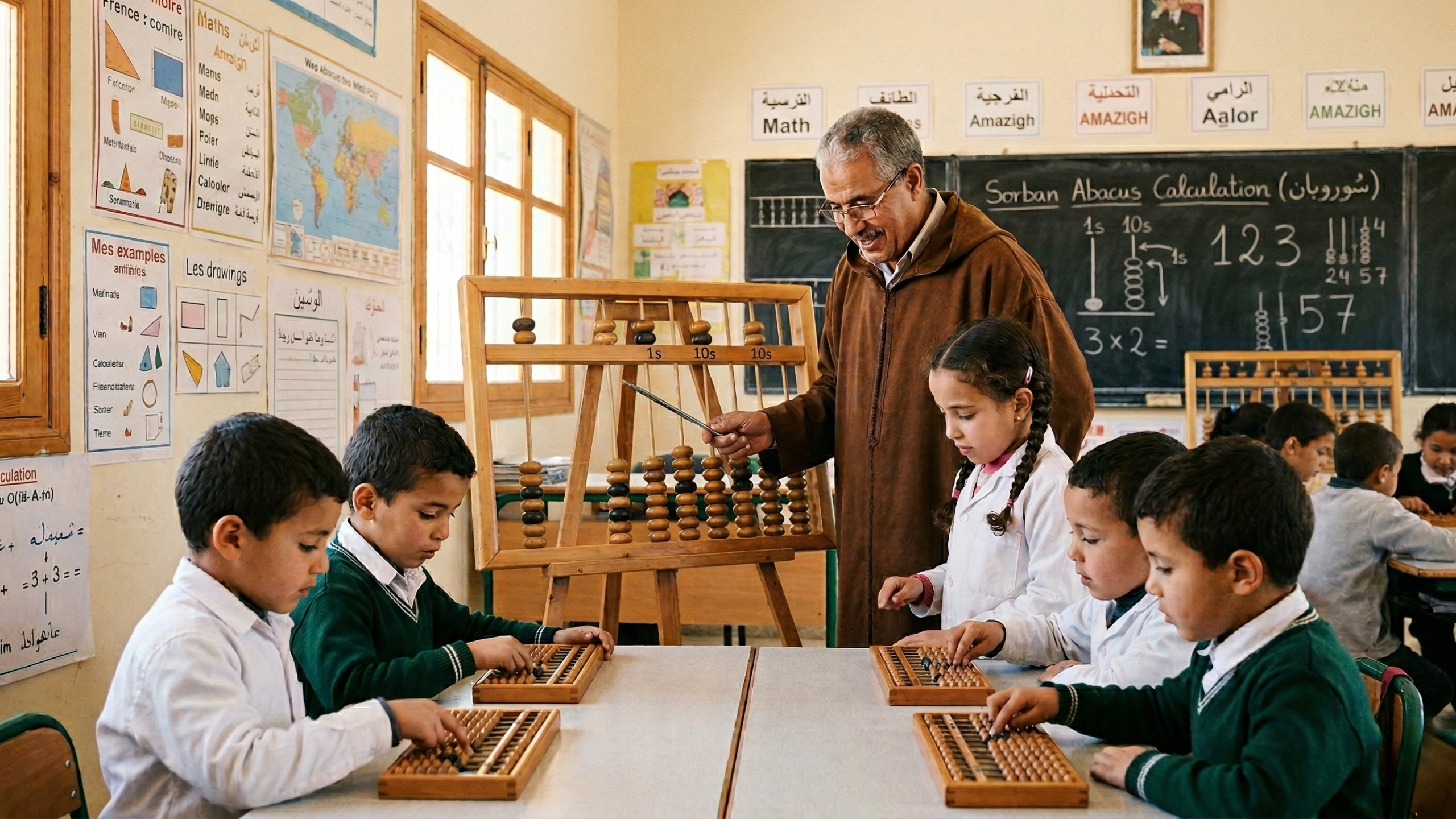 Illustration éducative du soroban japonais