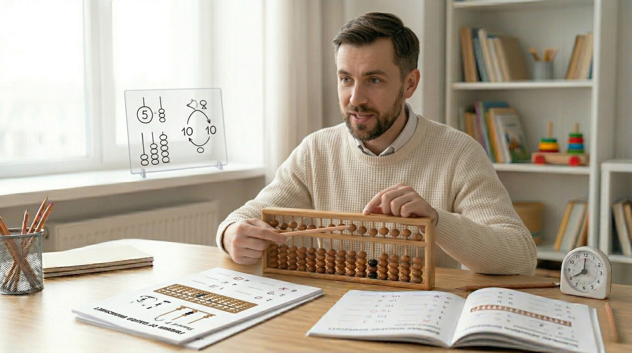 Enfant suivant une routine quotidienne de soroban